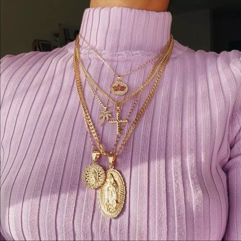 5 LAYER CROSS VIRGIN MARY PENDANT GOLD NEC…